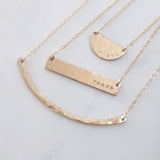 Hammered Half Moon Disc Necklace